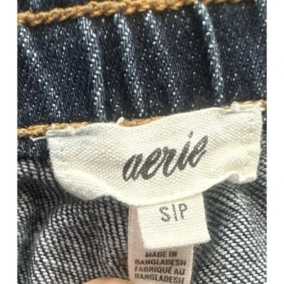 Aerie Women's Blue Denim Jean Shorts Size Small Elastic Waist Distressed Hem - Picture 4 of 7